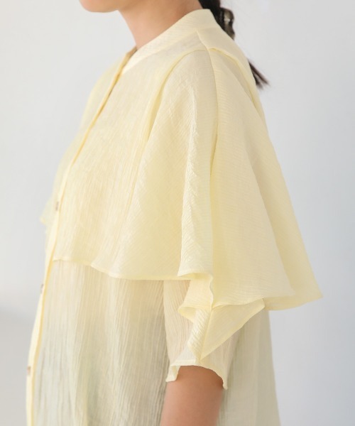 Bab(バブ)の「ラッフルハーフスリーブブラウス(シャツ/ブラウス・レディース・イエロー/ブラック/アイボリー・M)」の21枚目の写真