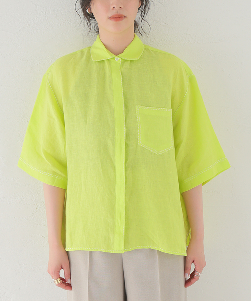 mii(ミー)の「【Mii / ミイ】 LINEN HALF SLEEVE SHIRT:シャツ(シャツ/ブラウス・レディース・イエロー・SMALL)」の7枚目の写真