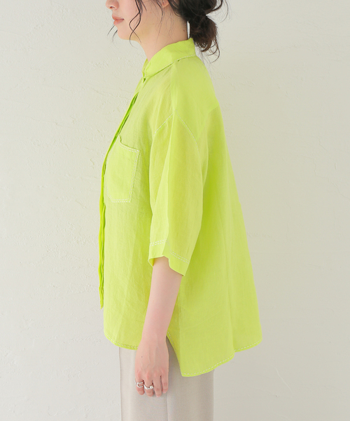 mii(ミー)の「【Mii / ミイ】 LINEN HALF SLEEVE SHIRT:シャツ(シャツ/ブラウス・レディース・イエロー・SMALL)」の19枚目の写真