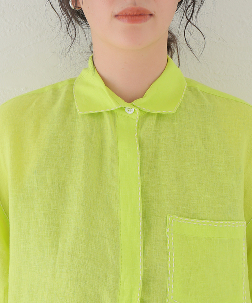 mii(ミー)の「【Mii / ミイ】 LINEN HALF SLEEVE SHIRT:シャツ(シャツ/ブラウス・レディース・イエロー・SMALL)」の12枚目の写真