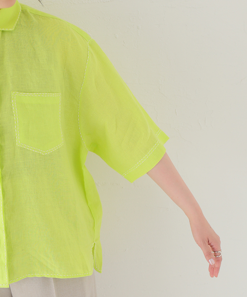 mii(ミー)の「【Mii / ミイ】 LINEN HALF SLEEVE SHIRT:シャツ(シャツ/ブラウス・レディース・イエロー・SMALL)」の10枚目の写真