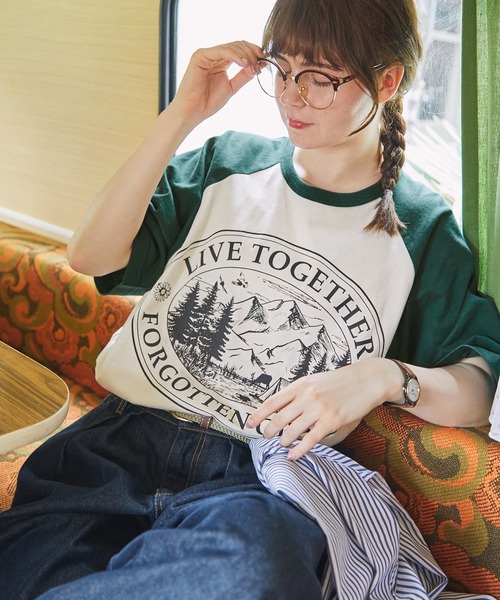 MONO-MART LADY'S(モノマートレディース)の「フォレストグラフィックスーベニアラグランTシャツ(Tシャツ/カットソー・レディース・チャコール/グリーン/ネイビー・FREE)」の21枚目の写真