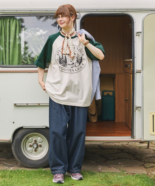 MONO-MART LADY'S(モノマートレディース)の「フォレストグラフィックスーベニアラグランTシャツ(Tシャツ/カットソー・レディース・チャコール/グリーン/ネイビー・FREE)」の22枚目の写真