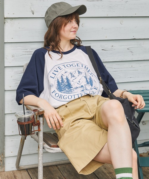 MONO-MART LADY'S(モノマートレディース)の「フォレストグラフィックスーベニアラグランTシャツ(Tシャツ/カットソー・レディース・チャコール/グリーン/ネイビー・FREE)」の19枚目の写真