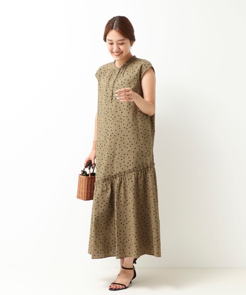 NOLLEY’S（ノーリーズ）の「◇【WEB限定】リップルドット切り替えワンピース（ワンピース・レディース・ブラック系その他3/グリーン系その他3・FREE）」の3枚目の写真