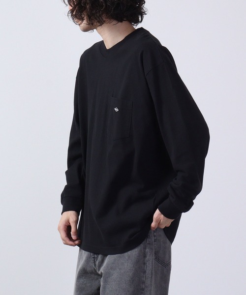 BALL(ボール)の「BALL ヘビーウェイトポケ付きロングスリーブBIGTシャツ(Tシャツ/カットソー・メンズ・ホワイト/オフホワイト/モカ/ブルー/ブラック×レッド/チャコール/ブラック×ブラック・M/L/LL/S)」の9枚目の写真