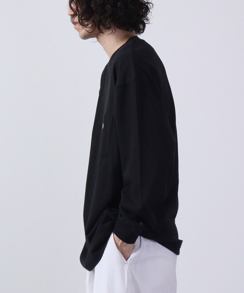 BALL(ボール)の「BALL ヘビーウェイトポケ付きロングスリーブBIGTシャツ(Tシャツ/カットソー・メンズ・ホワイト/オフホワイト/モカ/ブルー/ブラック×レッド/チャコール/ブラック×ブラック・M/L/LL/S)」の14枚目の写真