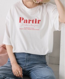 裾ラウンド・オーバーサイズ ロゴプリントTシャツ