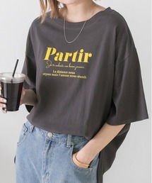 裾ラウンド・オーバーサイズ ロゴプリントTシャツ