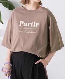 裾ラウンド・オーバーサイズ ロゴプリントTシャツ