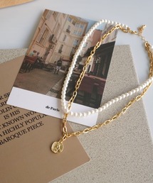 ammy.（エイミードット）の「【 ammy. / エイミードット 】 コイン ２連ネックレス / パール（ネックレス）」