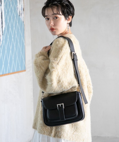 RAGEBLUE（レイジブルー）の「シンセティックレザー/ショルダーバック（ショルダーバッグ・レディース・ブラック/ネイビー/ホワイト・FREE）」の5枚目の写真