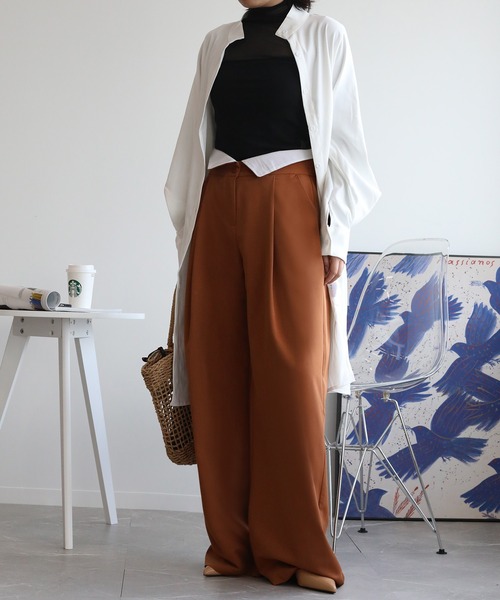 aimoha(アイモハ)の「【aimohaオリジナル】2WAY サロペット タック入りワイドスラックス(スラックス・レディース・ダークグレー/ブラウン/ブラック・SMALL/MEDIUM/X-LARGE/LARGE)」の22枚目の写真