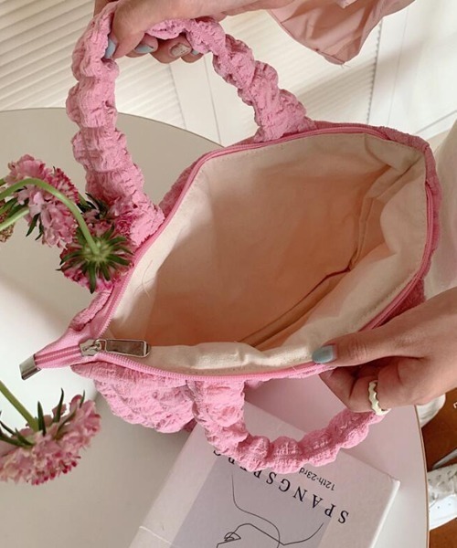 VIBGYOR Women(ヴィブジョー ウィメン)の「【float】ポコポコ ポップコーン ミニトートバッグサブバッグ 【7色展開】 (チャック付き)(トートバッグ・レディース・オフホワイト/ラベンダー/ミント/ブラック/サックスブルー/ライトピンク/マスタード・FREE)」の9枚目の写真