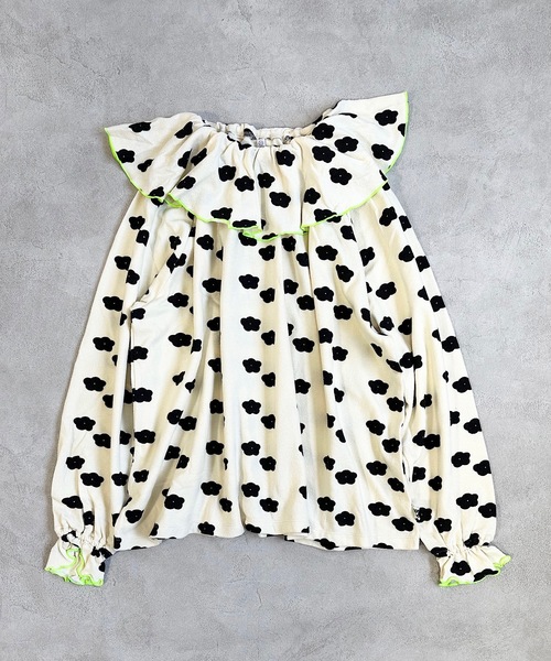 HOGAN RANCH WEAR（ホーガンランチウエア）の「ソウガラパイルビックカラーカットソー/おとな（Tシャツ/カットソー・レディース・クリーム/ネイビー/オレンジ・160cm）」の2枚目の写真