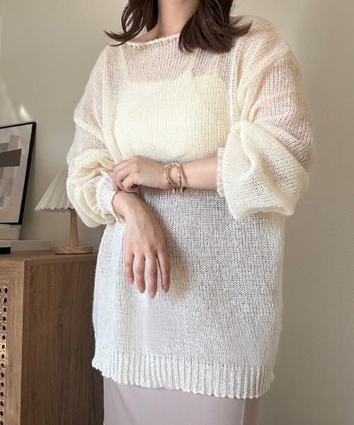 junoah(ジュノア)の「モヘアライクニットプルオーバー(ニット/セーター・レディース・ブラック/アイボリー/ピンクベージュ・FREE)」の2枚目の写真