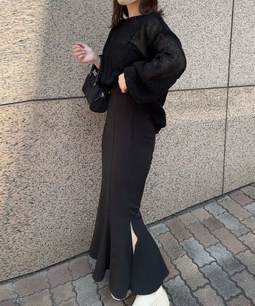 junoah(ジュノア)の「モヘアライクニットプルオーバー(ニット/セーター・レディース・ブラック/アイボリー/ピンクベージュ・FREE)」の6枚目の写真