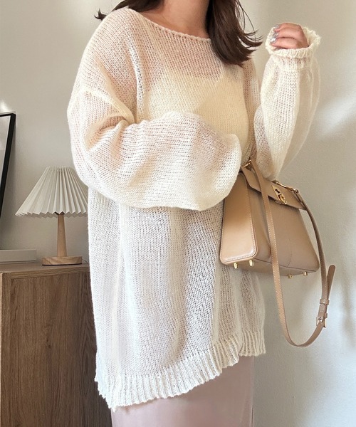 junoah(ジュノア)の「モヘアライクニットプルオーバー(ニット/セーター・レディース・ブラック/アイボリー/ピンクベージュ・FREE)」の7枚目の写真