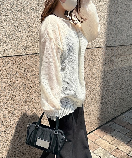 junoah(ジュノア)の「モヘアライクニットプルオーバー(ニット/セーター・レディース・ブラック/アイボリー/ピンクベージュ・FREE)」の9枚目の写真