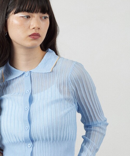 Firsthand(ファーストハンド)の「Firsthand/ファーストハンド コンパクトシアーニットカーディガン(カーディガン/ボレロ・レディース・ピンク/ネイビー/サックスブルー・FREE)」の19枚目の写真