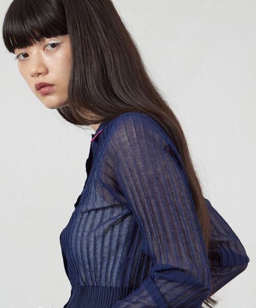 Firsthand(ファーストハンド)の「Firsthand/ファーストハンド コンパクトシアーニットカーディガン(カーディガン/ボレロ・レディース・ピンク/ネイビー/サックスブルー・FREE)」の9枚目の写真