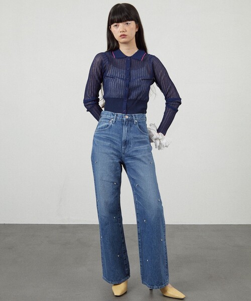 Firsthand(ファーストハンド)の「Firsthand/ファーストハンド コンパクトシアーニットカーディガン(カーディガン/ボレロ・レディース・ピンク/ネイビー/サックスブルー・FREE)」の10枚目の写真