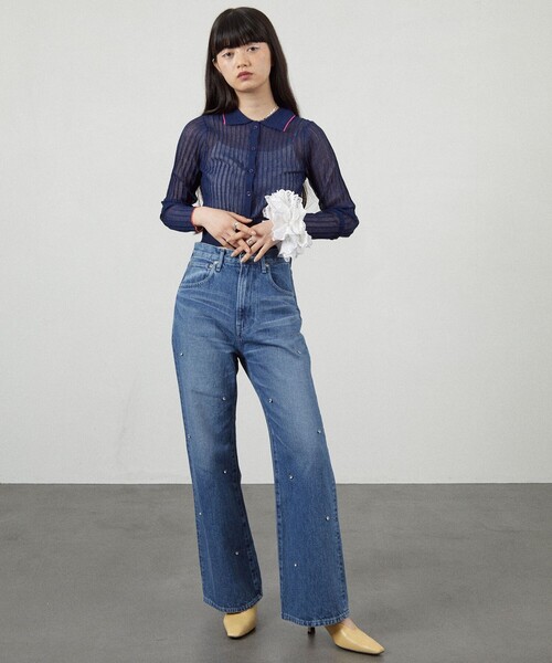 Firsthand(ファーストハンド)の「Firsthand/ファーストハンド コンパクトシアーニットカーディガン(カーディガン/ボレロ・レディース・ピンク/ネイビー/サックスブルー・FREE)」の11枚目の写真