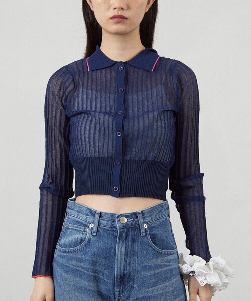 Firsthand(ファーストハンド)の「Firsthand/ファーストハンド コンパクトシアーニットカーディガン(カーディガン/ボレロ・レディース・ピンク/ネイビー/サックスブルー・FREE)」の12枚目の写真