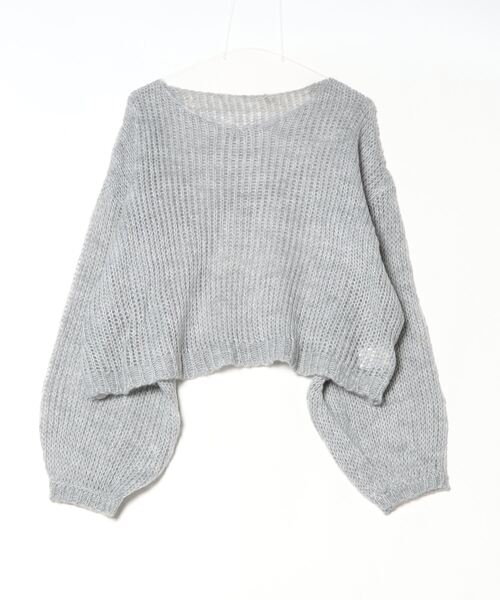 Per sist ence（パーシエンス）の「【新色入荷】透かし編みクロップドプルオーバー（ニット/セーター・レディース・ブラック/アイボリー/ブルー/チャコールグレー/グレー/ピンク/レッド/杢グレー/オリーブ/オレンジ・FREE）」の6枚目の写真