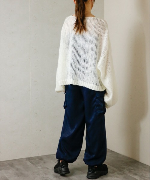 Per sist ence（パーシエンス）の「【新色入荷】透かし編みクロップドプルオーバー（ニット/セーター・レディース・ブラック/アイボリー/ブルー/チャコールグレー/グレー/ピンク/レッド/杢グレー/オリーブ/オレンジ・FREE）」の20枚目の写真