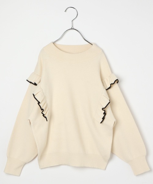 GLOBAL WORK(グローバルワーク)の「メルティフリルニットプルオーバー/199182(ニット/セーター・キッズ・グリーン/オフホワイト/ベージュ/サックスブルー/ブラック・150cm/140cm/130cm/160cm/110cm/100cm/120cm)」の14枚目の写真