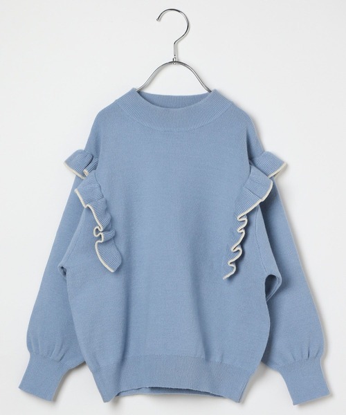 GLOBAL WORK(グローバルワーク)の「メルティフリルニットプルオーバー/199182(ニット/セーター・キッズ・グリーン/オフホワイト/ベージュ/サックスブルー/ブラック・150cm/140cm/130cm/160cm/110cm/100cm/120cm)」の18枚目の写真