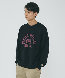 【FRUIT OF THE LOOM】カレッジロゴ ヘビーオンス ルーズ クルーネック スウェット生地 トレーナー