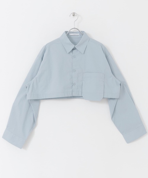 KBF（ケイビーエフ）の「クロップドショートシャツ（シャツ/ブラウス・レディース・ピンク/ライトブルー/オフホワイト・ONE）」の13枚目の写真