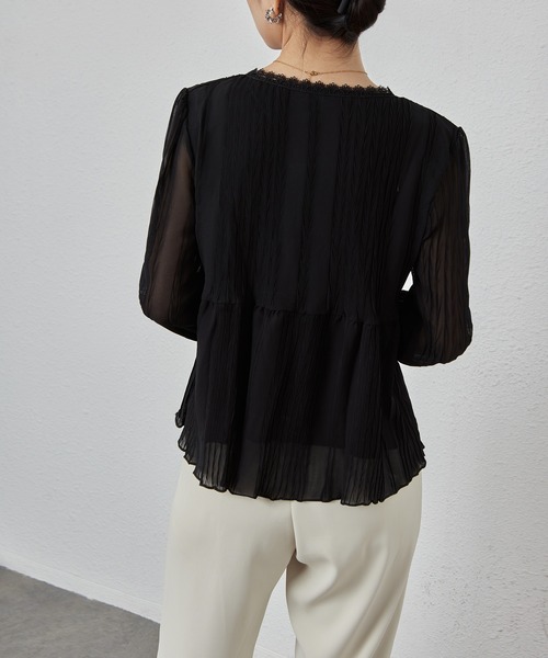 MAISON DE THERESE(メゾン ド テレーズ)の「シフォンフリルブラウス(シャツ/ブラウス・レディース・アイボリー/ブラック・M/S/L)」の6枚目の写真