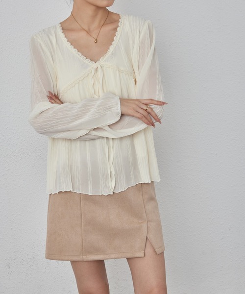 MAISON DE THERESE(メゾン ド テレーズ)の「シフォンフリルブラウス(シャツ/ブラウス・レディース・アイボリー/ブラック・M/S/L)」の7枚目の写真