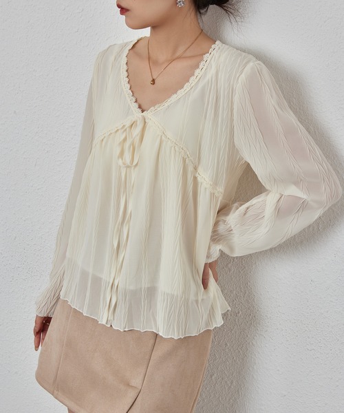 MAISON DE THERESE(メゾン ド テレーズ)の「シフォンフリルブラウス(シャツ/ブラウス・レディース・アイボリー/ブラック・M/S/L)」の8枚目の写真