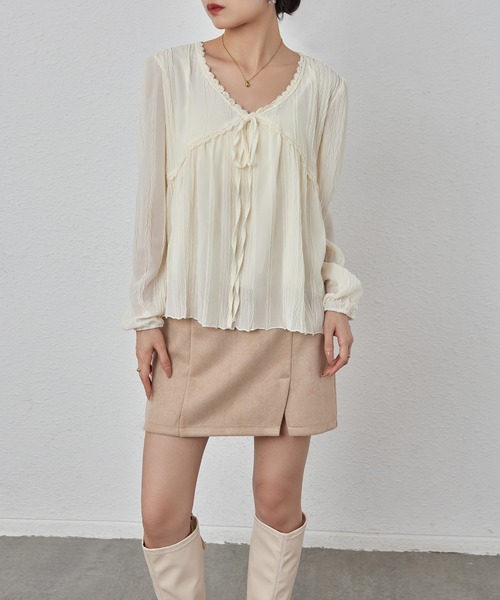 MAISON DE THERESE(メゾン ド テレーズ)の「シフォンフリルブラウス(シャツ/ブラウス・レディース・アイボリー/ブラック・M/S/L)」の14枚目の写真