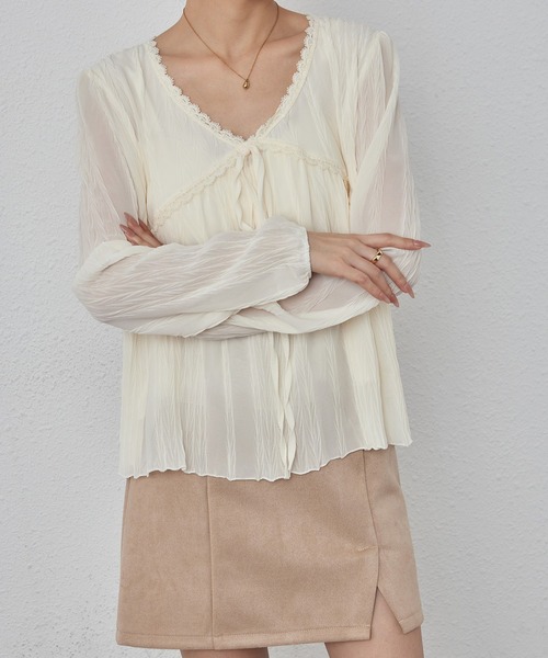 MAISON DE THERESE(メゾン ド テレーズ)の「シフォンフリルブラウス(シャツ/ブラウス・レディース・アイボリー/ブラック・M/S/L)」の15枚目の写真