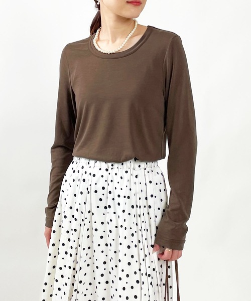 PICCIN(ピッチン)の「UネックモダールロンT(Tシャツ/カットソー・レディース・チャコールグレー/ブラウン/ボルドー・M)」の14枚目の写真
