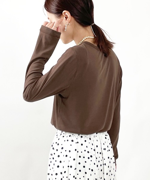 PICCIN(ピッチン)の「UネックモダールロンT(Tシャツ/カットソー・レディース・チャコールグレー/ブラウン/ボルドー・M)」の16枚目の写真