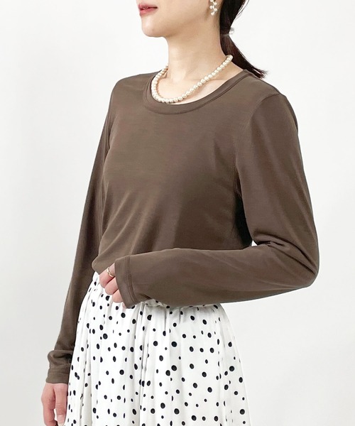 PICCIN(ピッチン)の「UネックモダールロンT(Tシャツ/カットソー・レディース・チャコールグレー/ブラウン/ボルドー・M)」の15枚目の写真