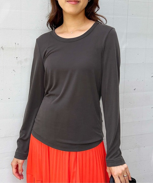 PICCIN(ピッチン)の「UネックモダールロンT(Tシャツ/カットソー・レディース・チャコールグレー/ブラウン/ボルドー・M)」の10枚目の写真