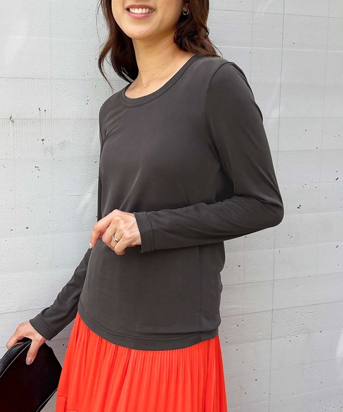 PICCIN(ピッチン)の「UネックモダールロンT(Tシャツ/カットソー・レディース・チャコールグレー/ブラウン/ボルドー・M)」の11枚目の写真