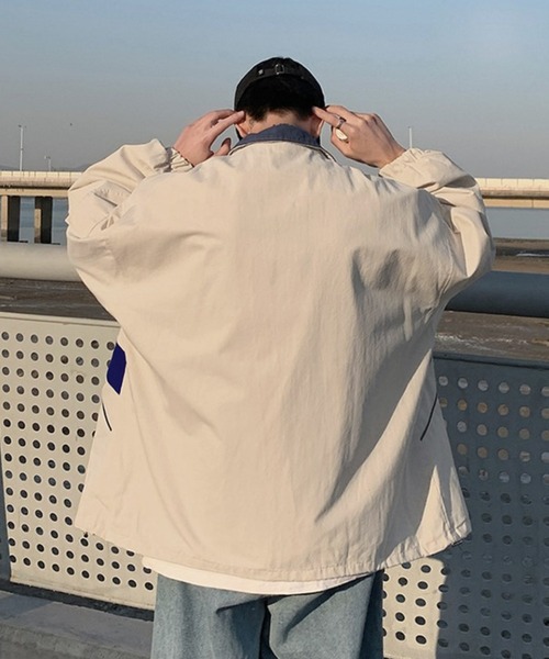 BASQUE magenta（バスクマゼンタ）の「ビッグシルエット配色切替トラックジップブルゾン（ブルゾン・メンズ・ブラック/ベージュ・FREE）」の11枚目の写真