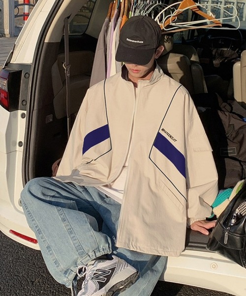 BASQUE magenta（バスクマゼンタ）の「ビッグシルエット配色切替トラックジップブルゾン（ブルゾン・メンズ・ブラック/ベージュ・FREE）」の10枚目の写真