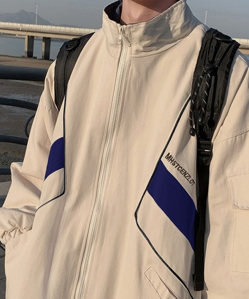 BASQUE magenta（バスクマゼンタ）の「ビッグシルエット配色切替トラックジップブルゾン（ブルゾン・メンズ・ブラック/ベージュ・FREE）」の8枚目の写真