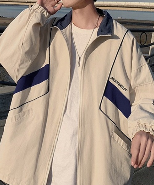 BASQUE magenta（バスクマゼンタ）の「ビッグシルエット配色切替トラックジップブルゾン（ブルゾン・メンズ・ブラック/ベージュ・FREE）」の7枚目の写真