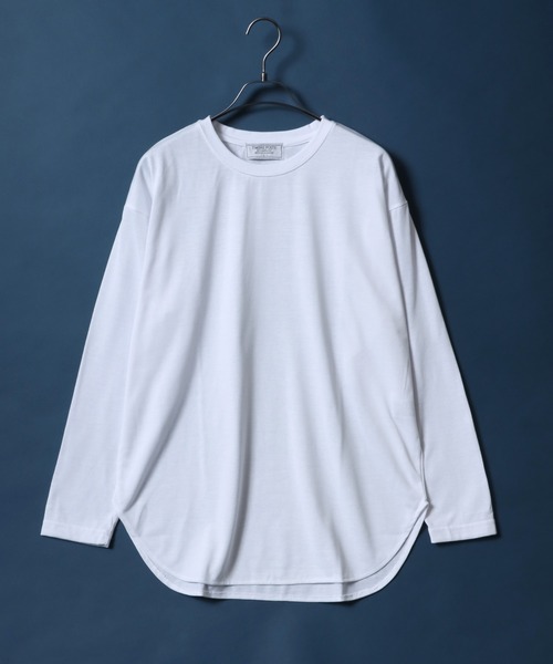 ANPAS（アンパス）の「Round Hem Oversized Layered T-shirt/ラウンドヘム オーバーサイズ レイヤード Tシャツ（Tシャツ/カットソー・メンズ・ホワイト×ブラック/ブラック×ホワイト/ブルー/グリーン/グレー/ホワイト/ブラック・M/L/LL）」の2枚目の写真