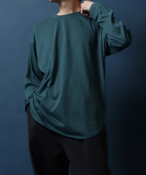 ANPAS（アンパス）の「Round Hem Oversized Layered T-shirt/ラウンドヘム オーバーサイズ レイヤード Tシャツ（Tシャツ/カットソー・メンズ・ホワイト×ブラック/ブラック×ホワイト/ブルー/グリーン/グレー/ホワイト/ブラック・M/L/LL）」の14枚目の写真